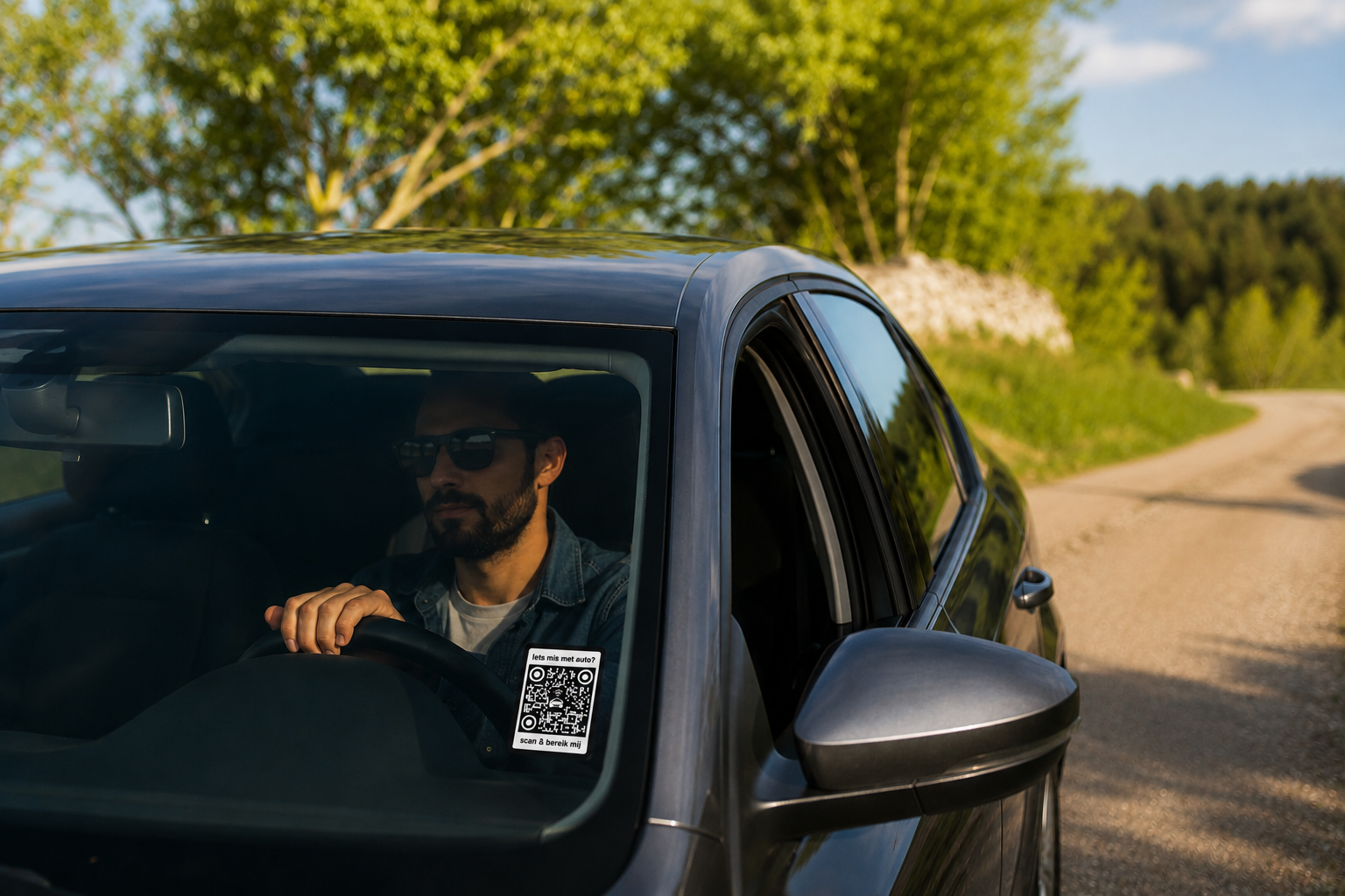 Drip QR-code sticker op een auto